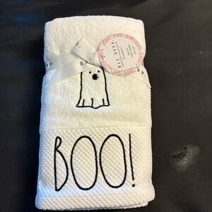 White Halloween Towel with Ghost Design Rae dunn